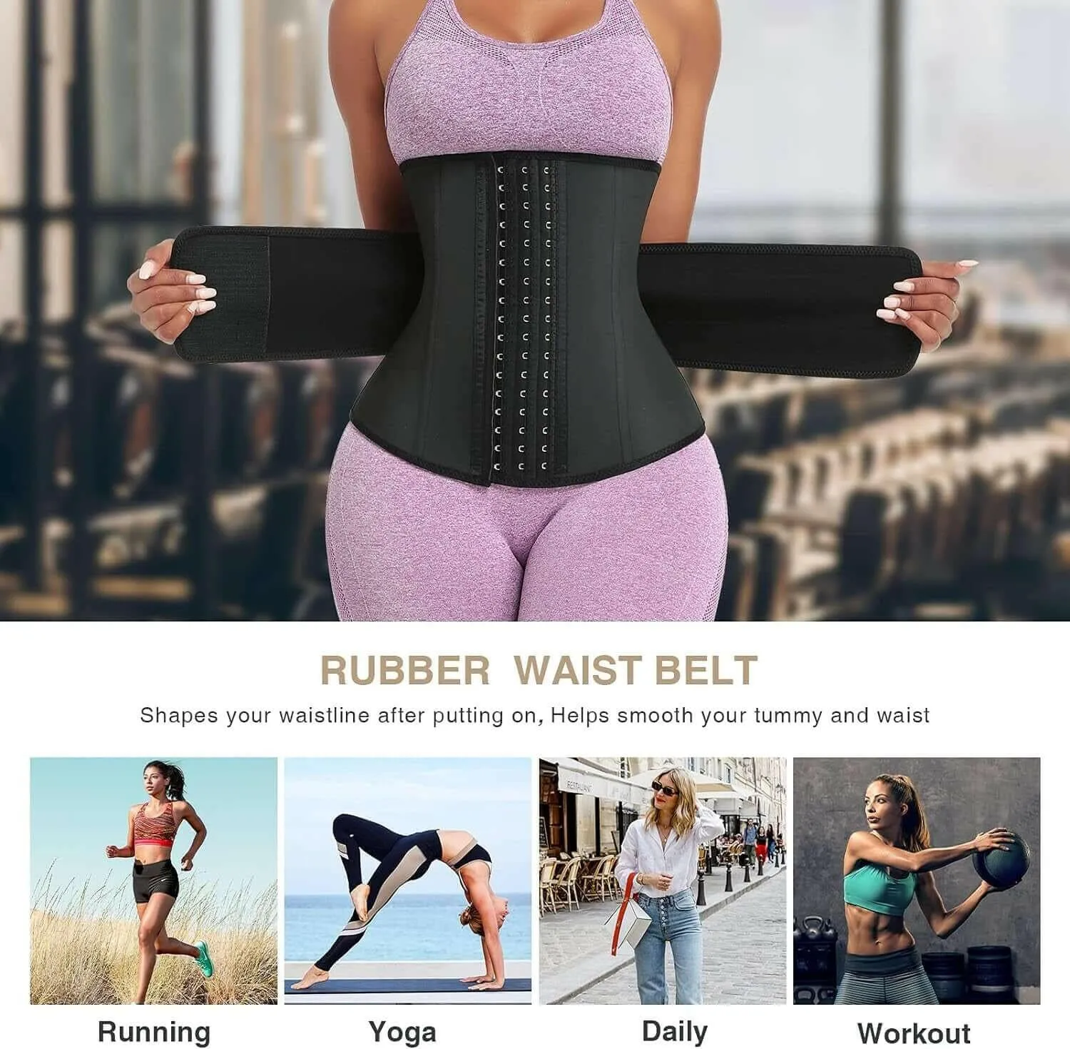 Long Torso Waist Trainer for Women with 1/2/3 Belt plus Size Latex/Neoprene Corset Cincher with Zipper/Hooks