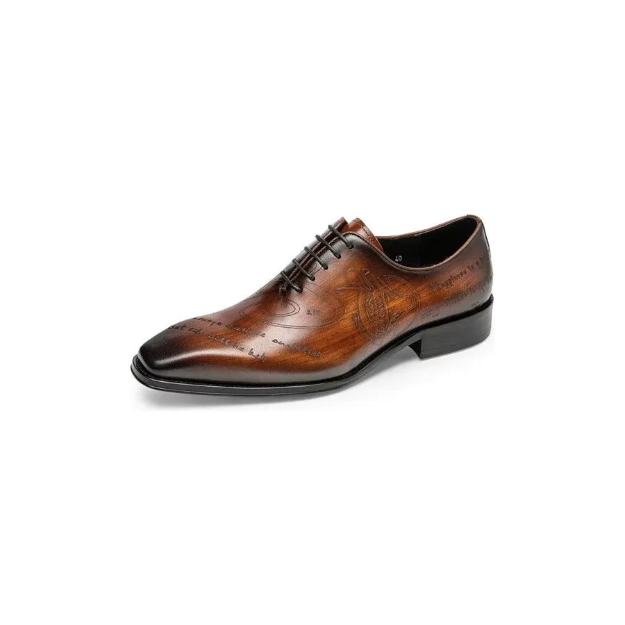 LuxeLeather Exotic Texture Oxford Dress Shoes