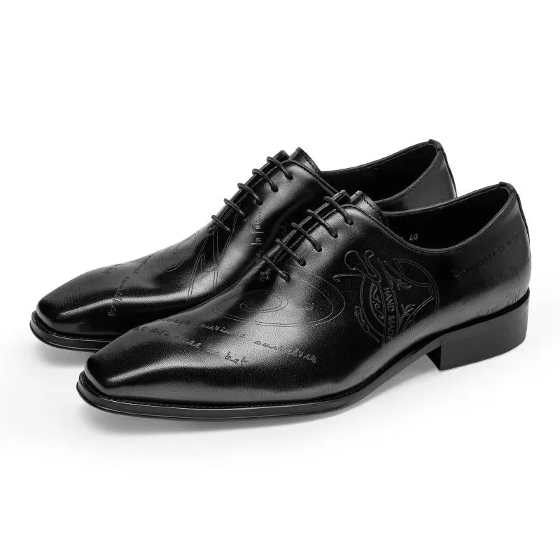 LuxeLeather Exotic Texture Oxford Dress Shoes