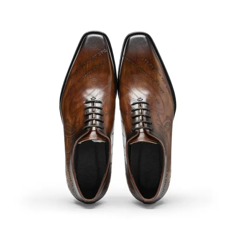 LuxeLeather Exotic Texture Oxford Dress Shoes