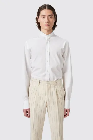 Lyndhurst Slim Fit Grandad Collar White Cotton Shirt