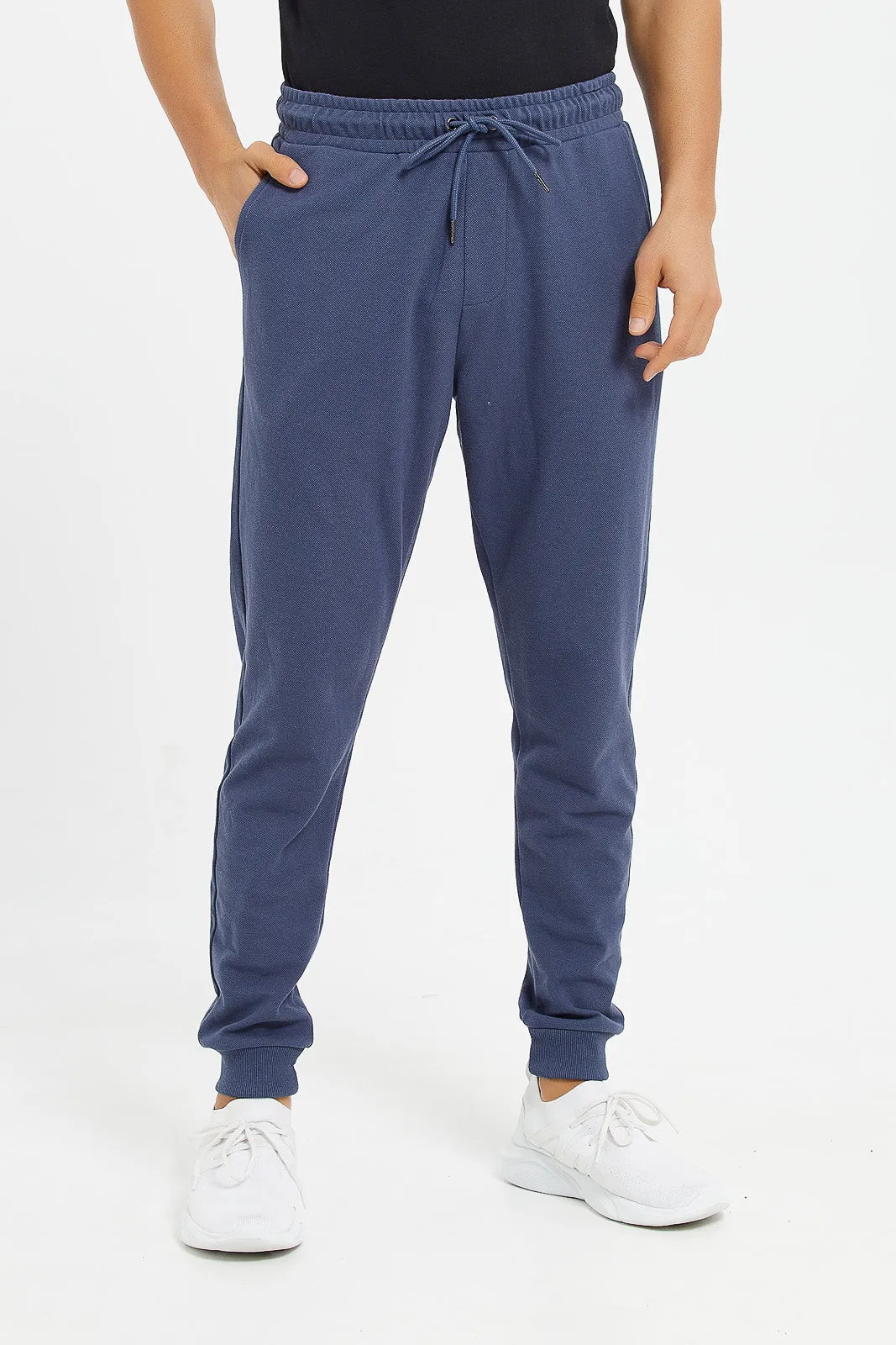 Men Blue Pique Jogger