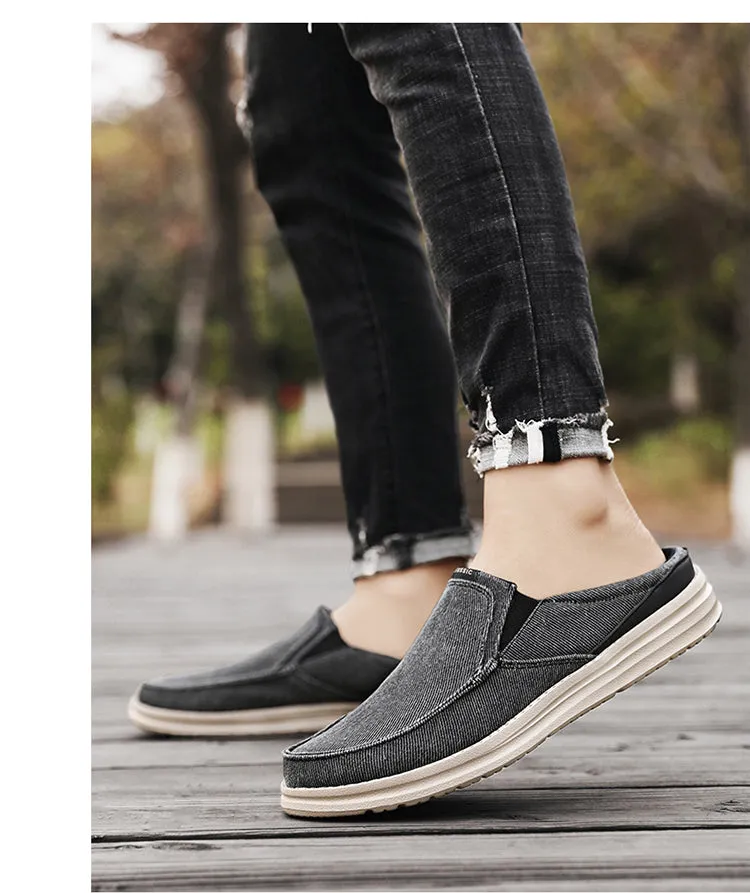 Men's Canvas Casual Half Slippers Anti-Skid Lightweight Comfortable Loafer Fashion slippers