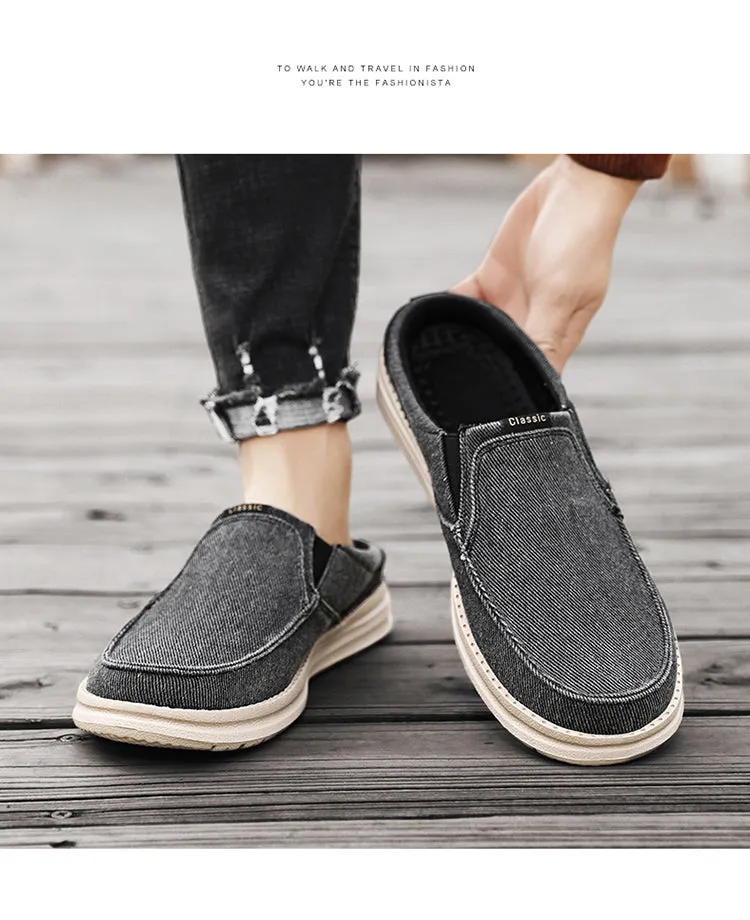 Men's Canvas Casual Half Slippers Anti-Skid Lightweight Comfortable Loafer Fashion slippers