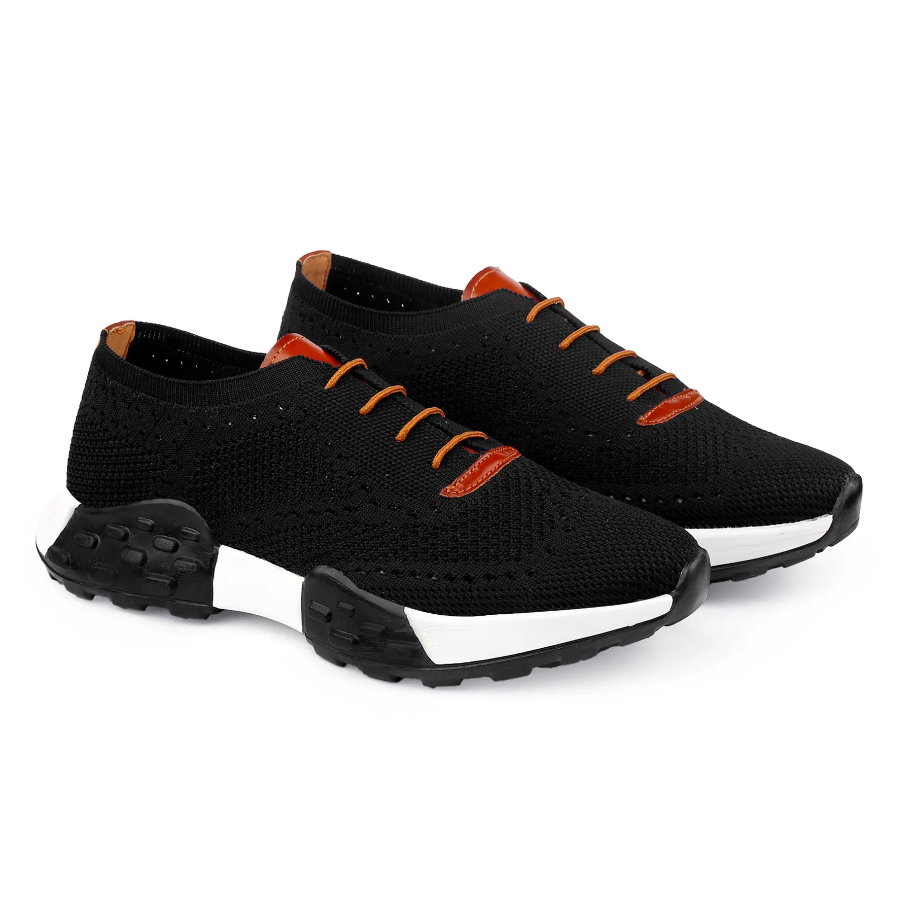 Men's Knitted Upper Casual Brogues Lace-Up Shoes