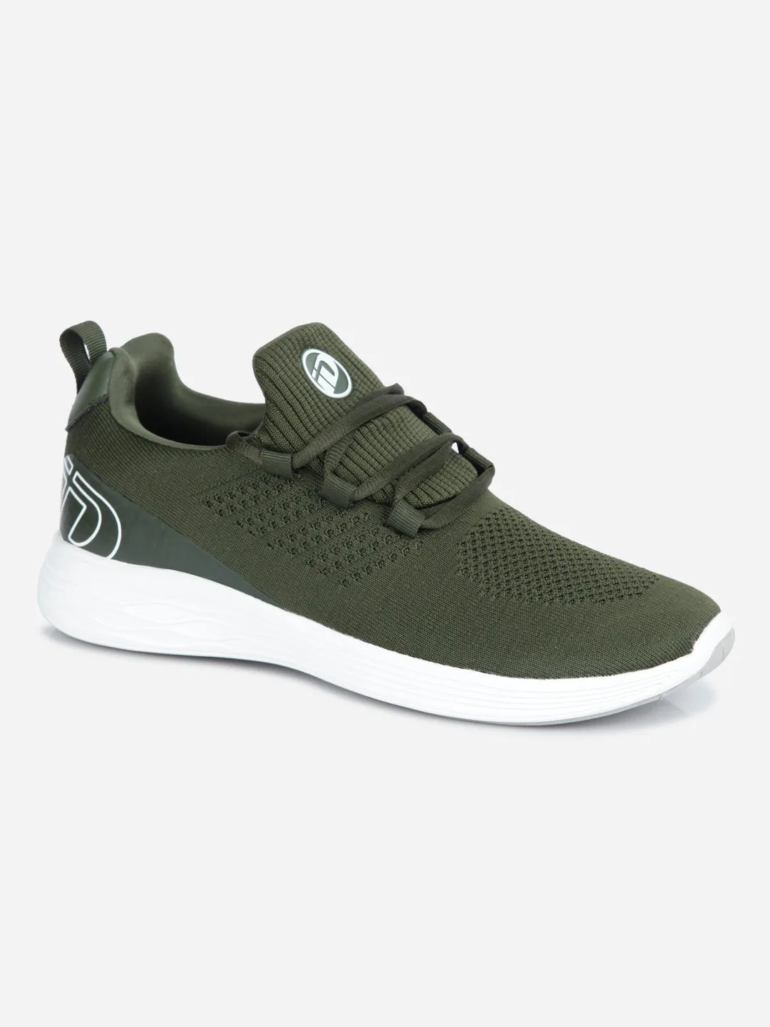 Men's Olive Knitted Lace Up Sneaker (ID7512)