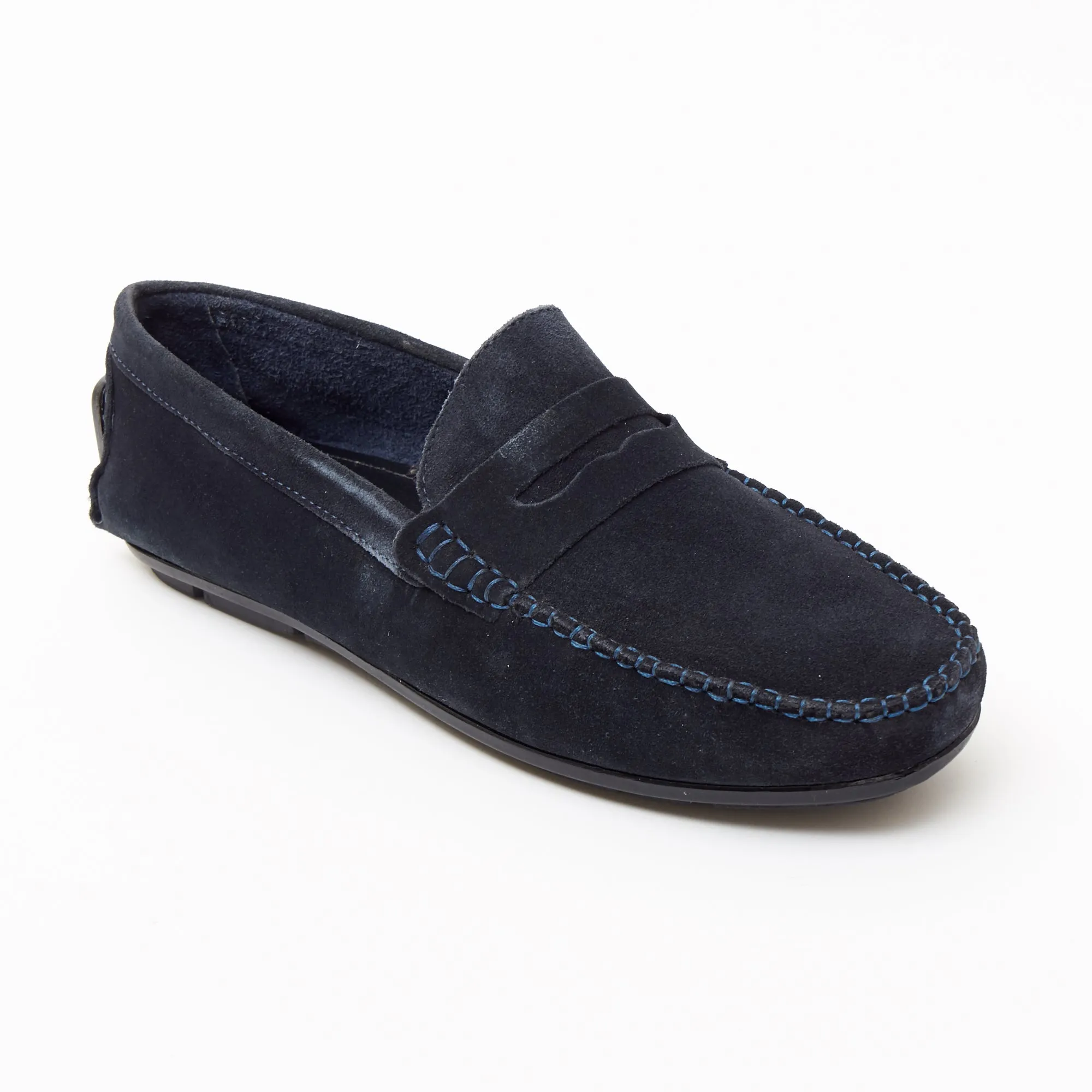 Mens Suede Casual Slip On Shoes - 4611-S_Navyblue