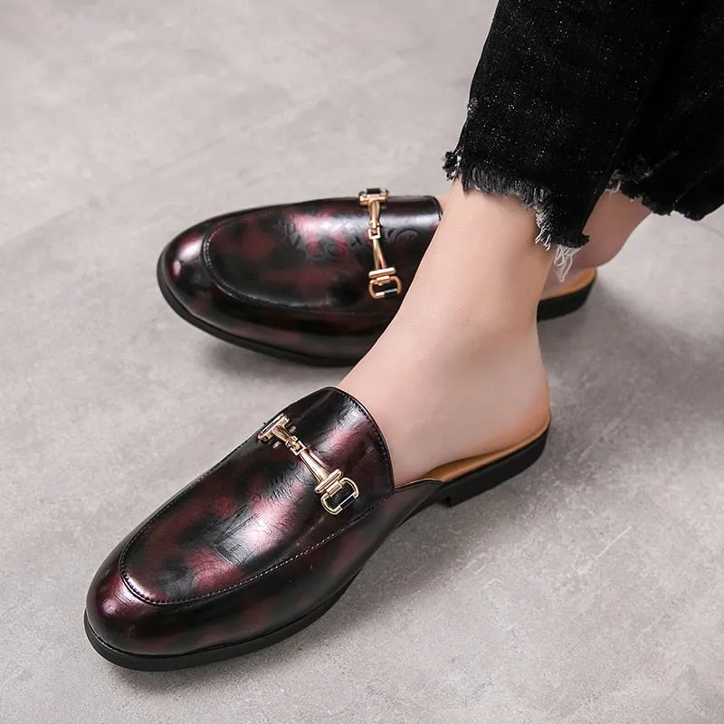 Metal Appliques Leather Men Shoes