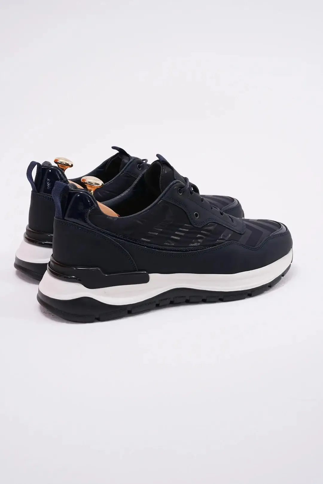 Midnight Blue Athletic Leather Sneakers