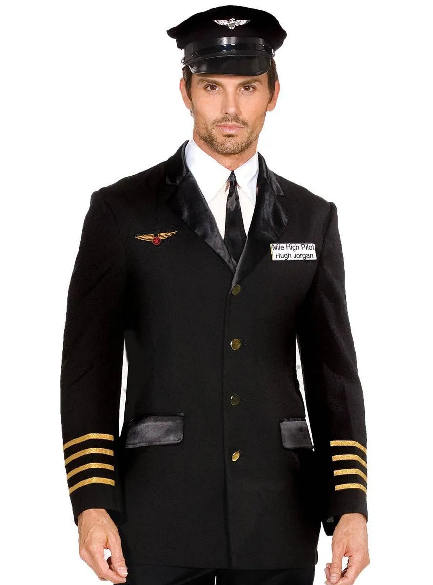 Mile High Hugh Mens Plus Size Pilot Dress Up Costume