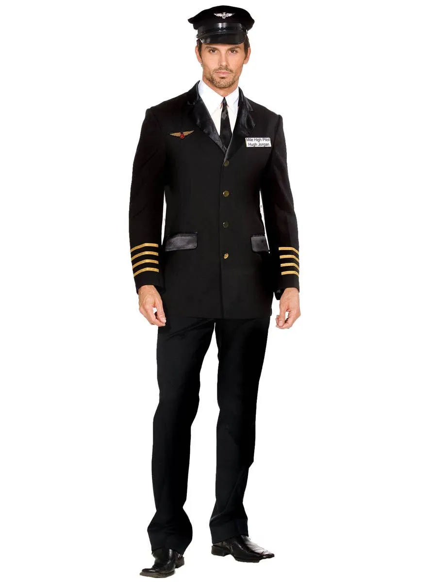 Mile High Hugh Mens Plus Size Pilot Dress Up Costume