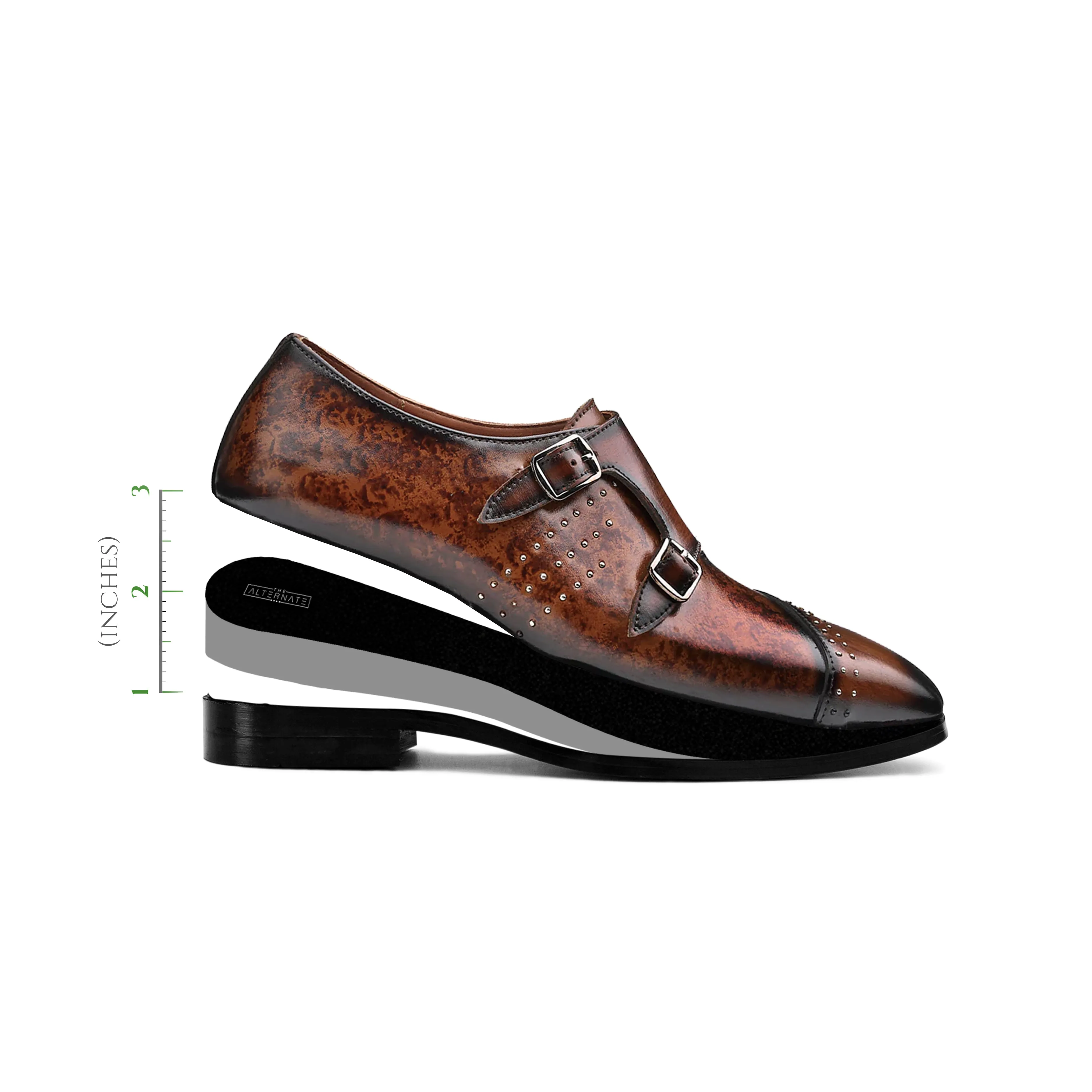 MONK STRAPS WITH METAL STUDS - HEIGHT ELEVATION