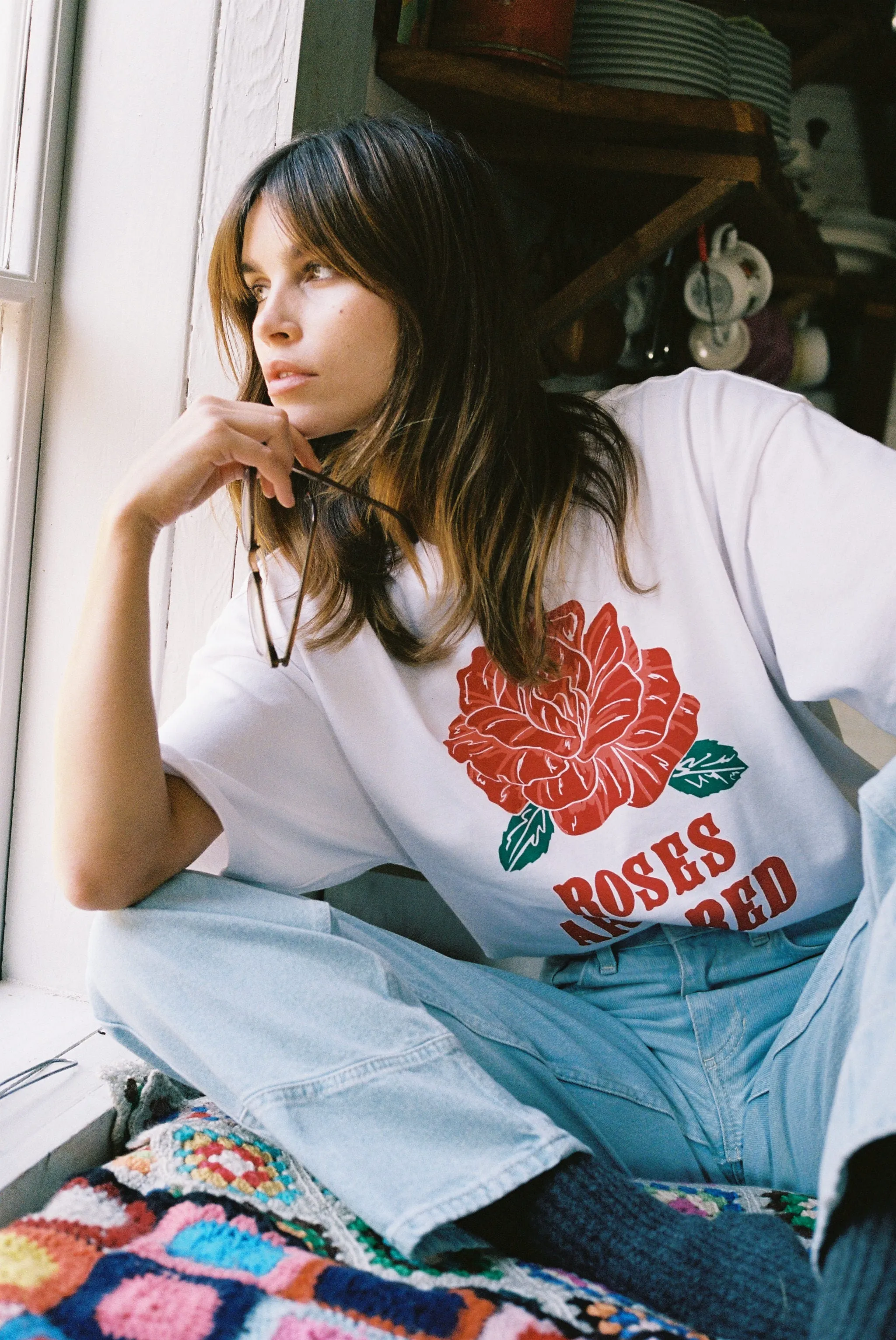 MOODS T-SHIRT ROSES WHITE