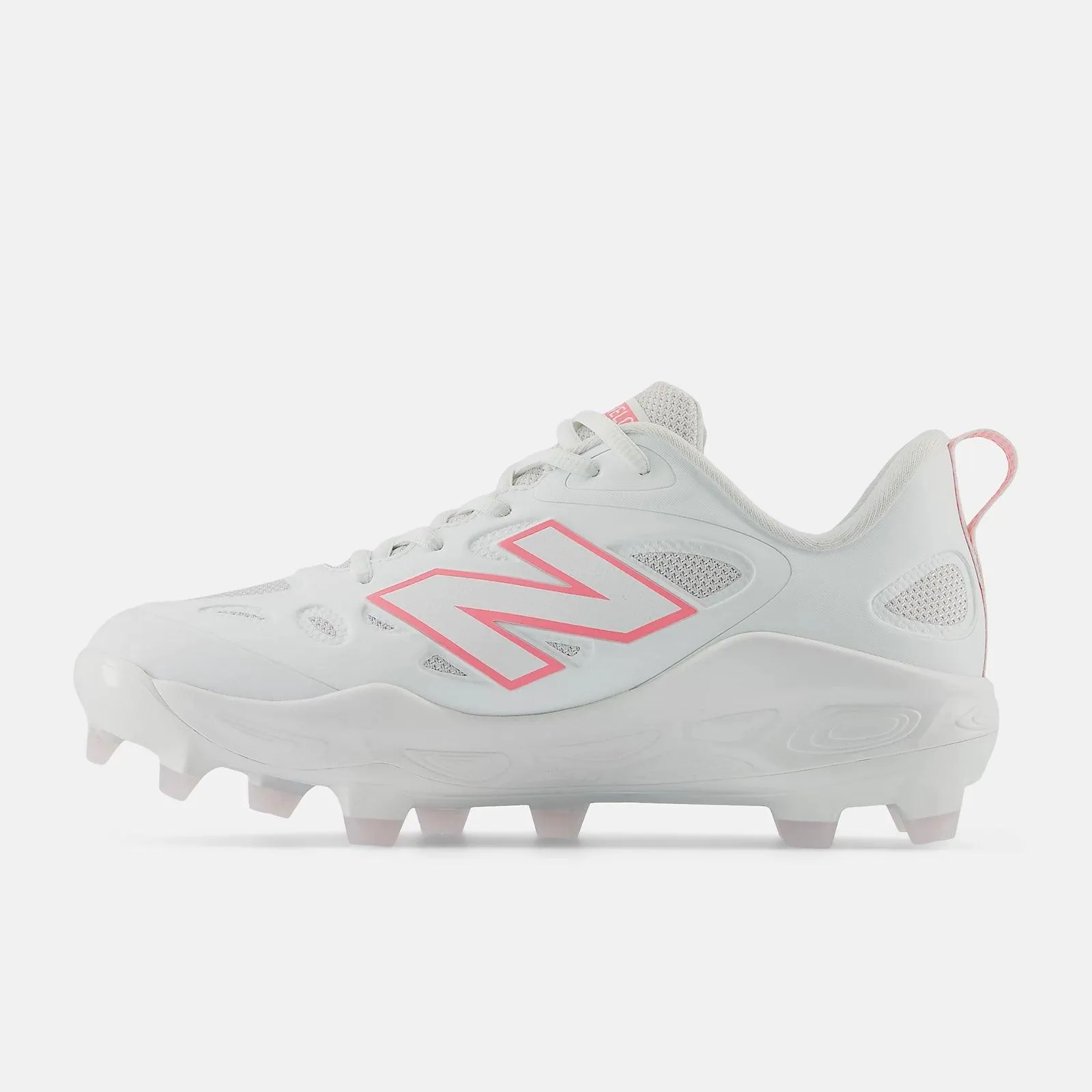 New Balance Women's Fresh Foam X Velo v4 Molded Softball Cleats - White with Ultra Pink SPVELOM4