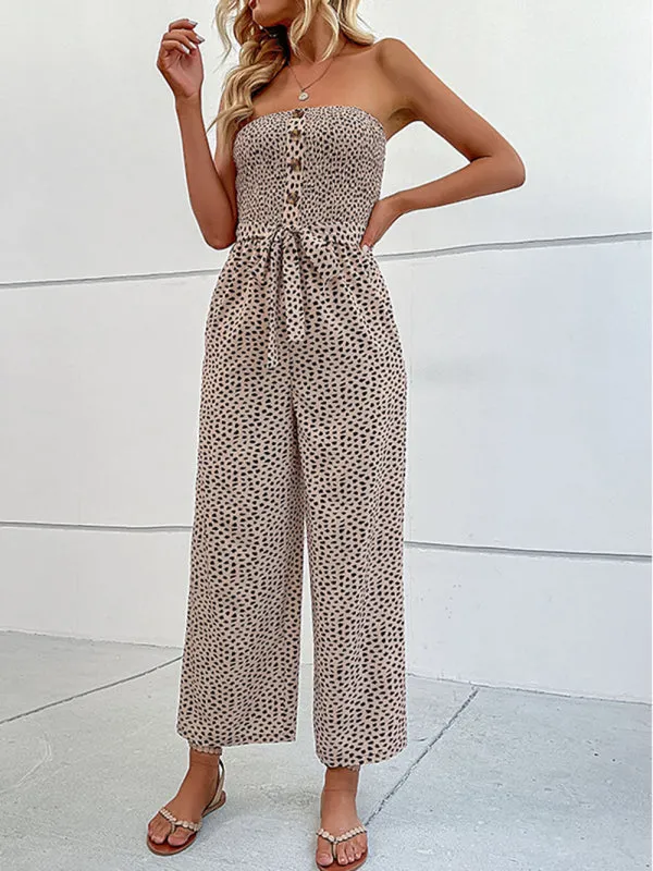 New European and American women's holiday leopard print one-piece jumpsuit