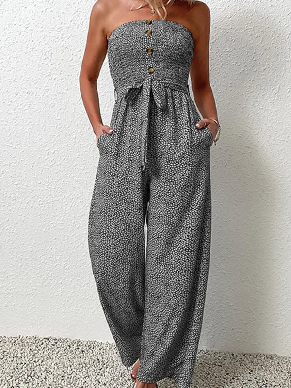 New European and American women's holiday leopard print one-piece jumpsuit