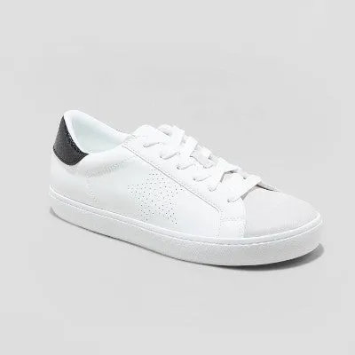 New - Universal Thread Women's Low Top Faux Leather Lace-Up Sneakers Memory Foam Star