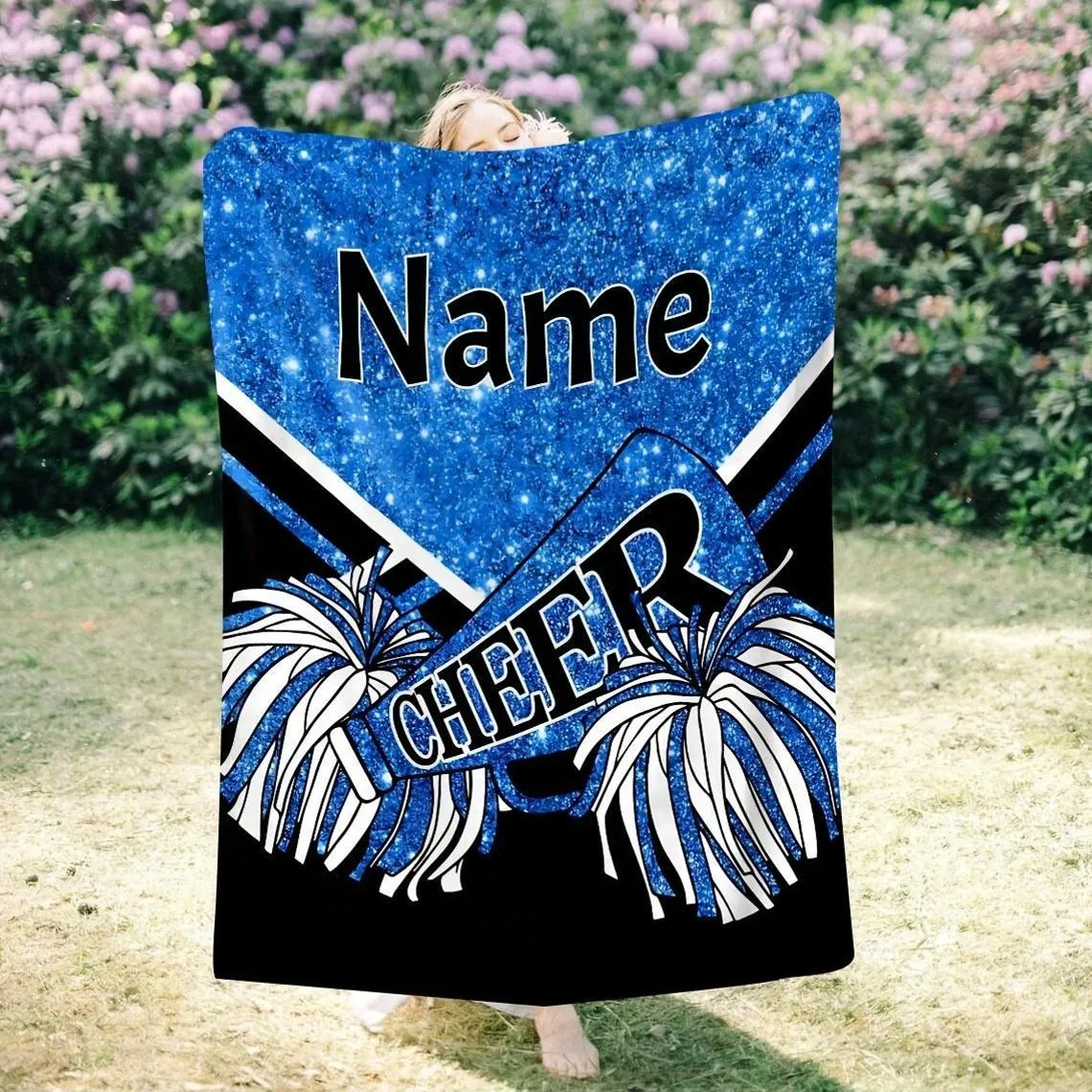 Personalized Cheerleader Blanket - Soft Flannel with Custom Name & Text, Perfect Gift for Cheer Team Members