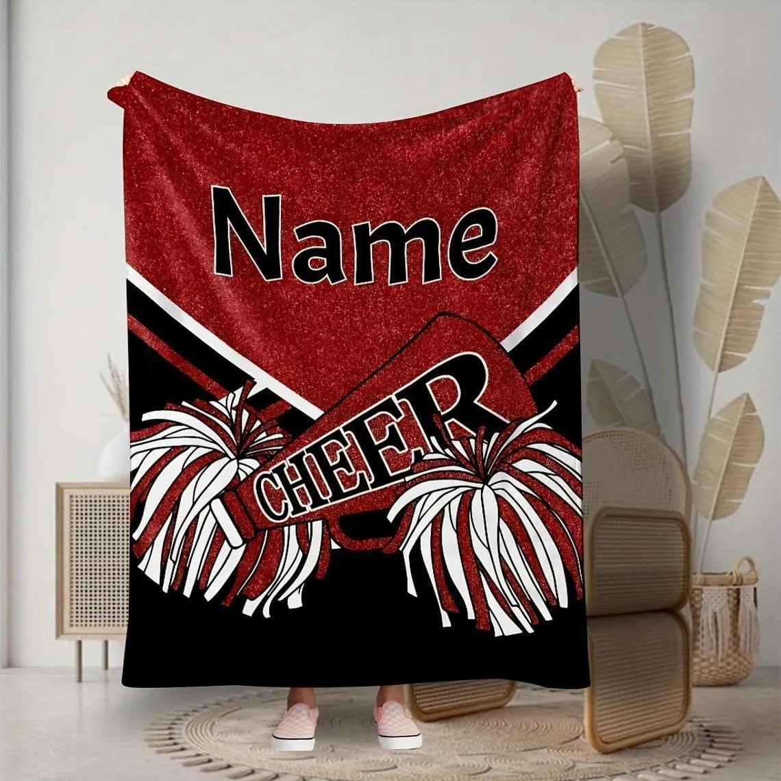 Personalized Cheerleader Blanket - Soft Flannel with Custom Name & Text, Perfect Gift for Cheer Team Members