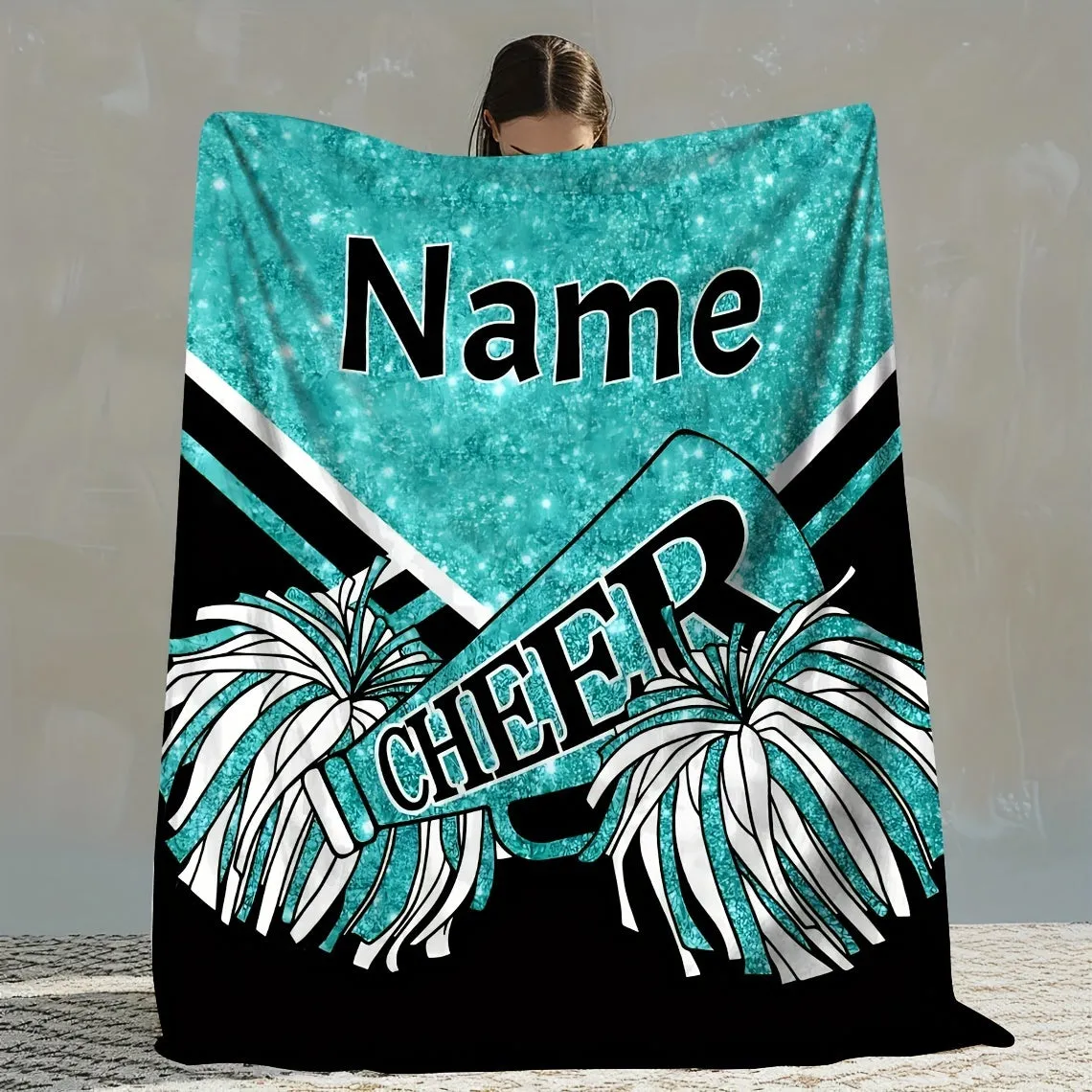 Personalized Cheerleader Blanket - Soft Flannel with Custom Name & Text, Perfect Gift for Cheer Team Members