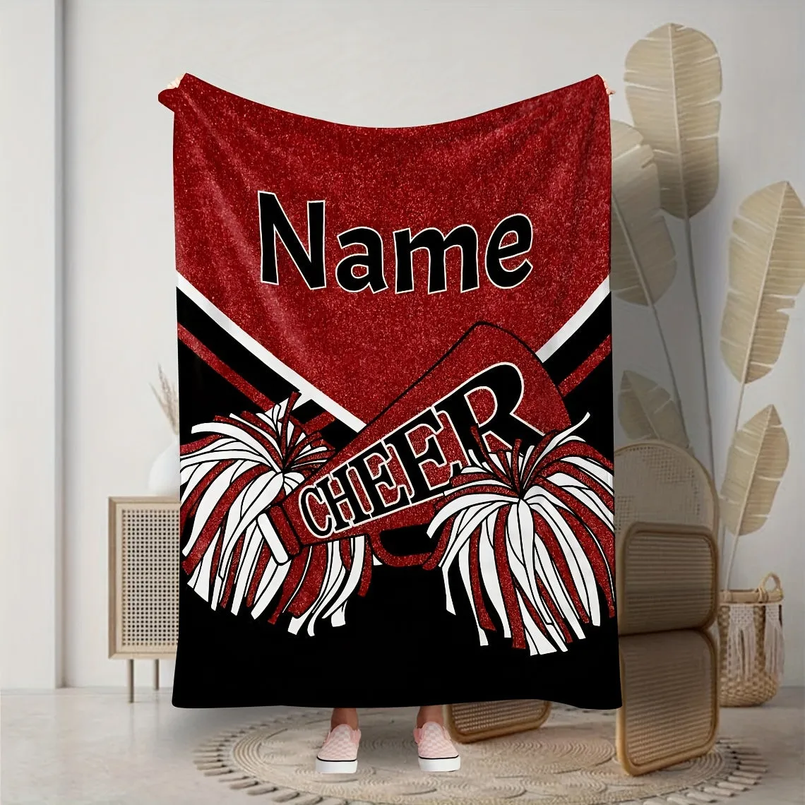 Personalized Cheerleader Blanket - Soft Flannel with Custom Name & Text, Perfect Gift for Cheer Team Members