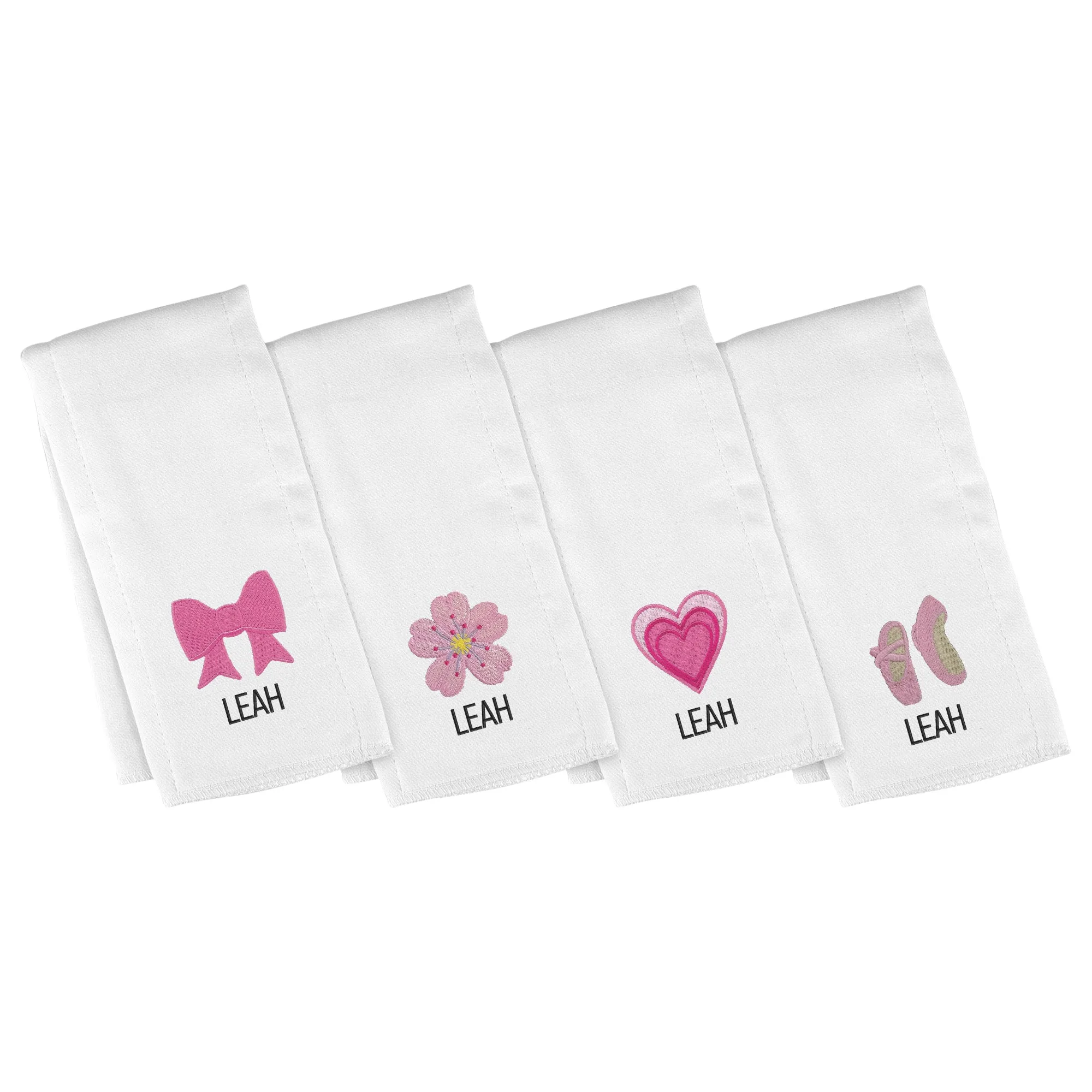 Personalized Emoji Burp Cloth - 4 Pack Pretty in Pink