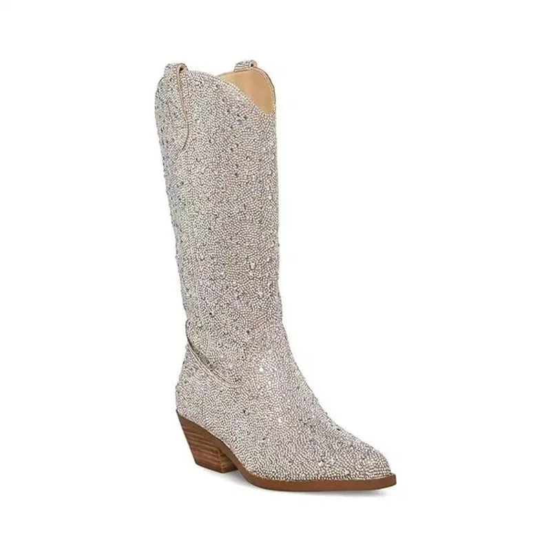 Pre Order:  Silver Cowgirl Rhinestones Boots