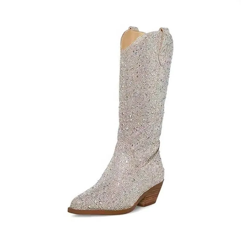 Pre Order:  Silver Cowgirl Rhinestones Boots