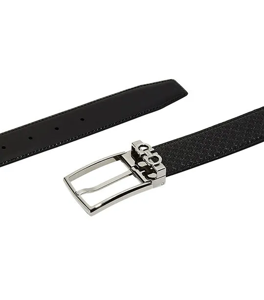 Reversible and Adjustable Gancini Belt Black