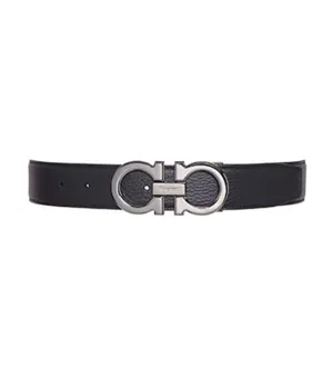 Reversible and Adjustable Gancini Belt Black/Dark Brown