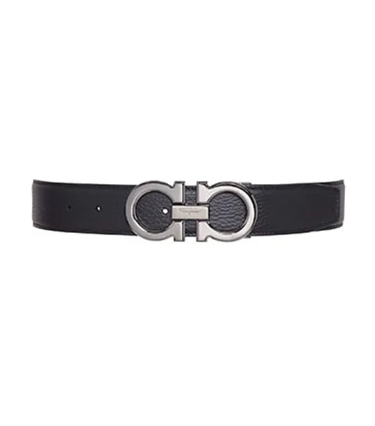 Reversible and Adjustable Gancini Belt Black/Dark Brown