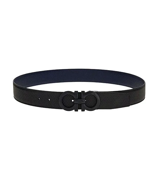 Reversible and Adjustable Gancini Belt Black/Navy Blue