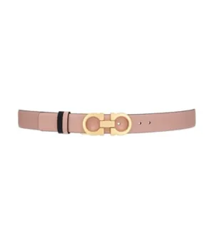 Reversible And Adjustable Gancini Belt Calfskin Pink/Black