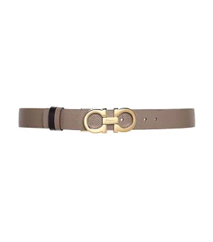 Reversible and Adjustable Gancini Belt Caraway Seed/Black