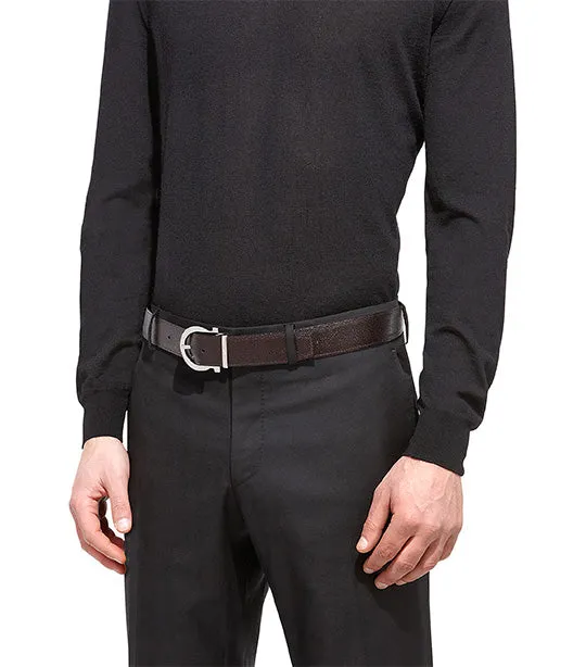 Reversible and Adjustable Gancini Belt Hickory Black