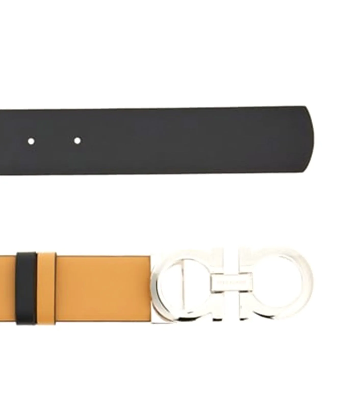 Reversible and Adjustable Gancini Belt Light Camel/Black