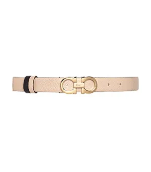 Reversible and Adjustable Gancini Belt Macadamia/Black