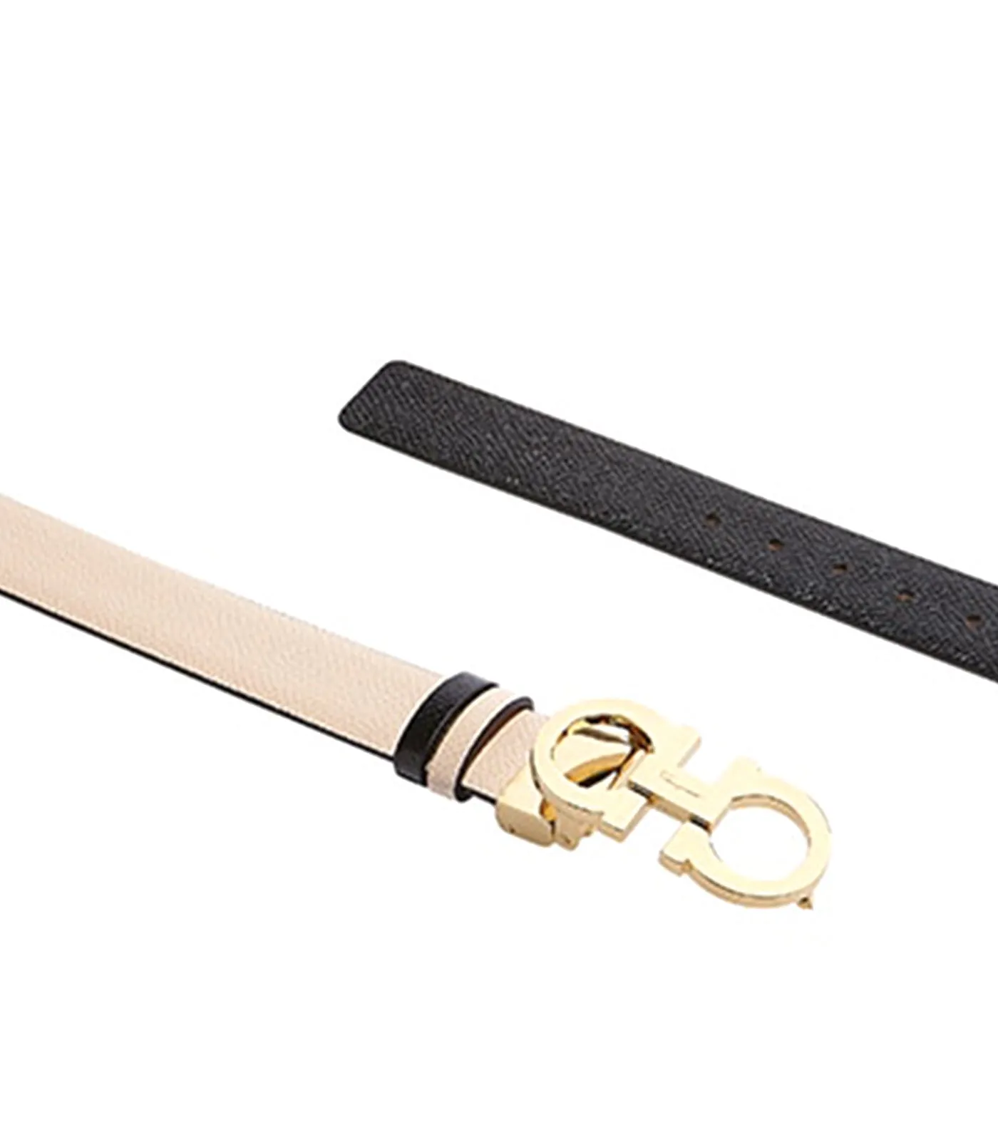 Reversible and Adjustable Gancini Belt Macadamia/Black