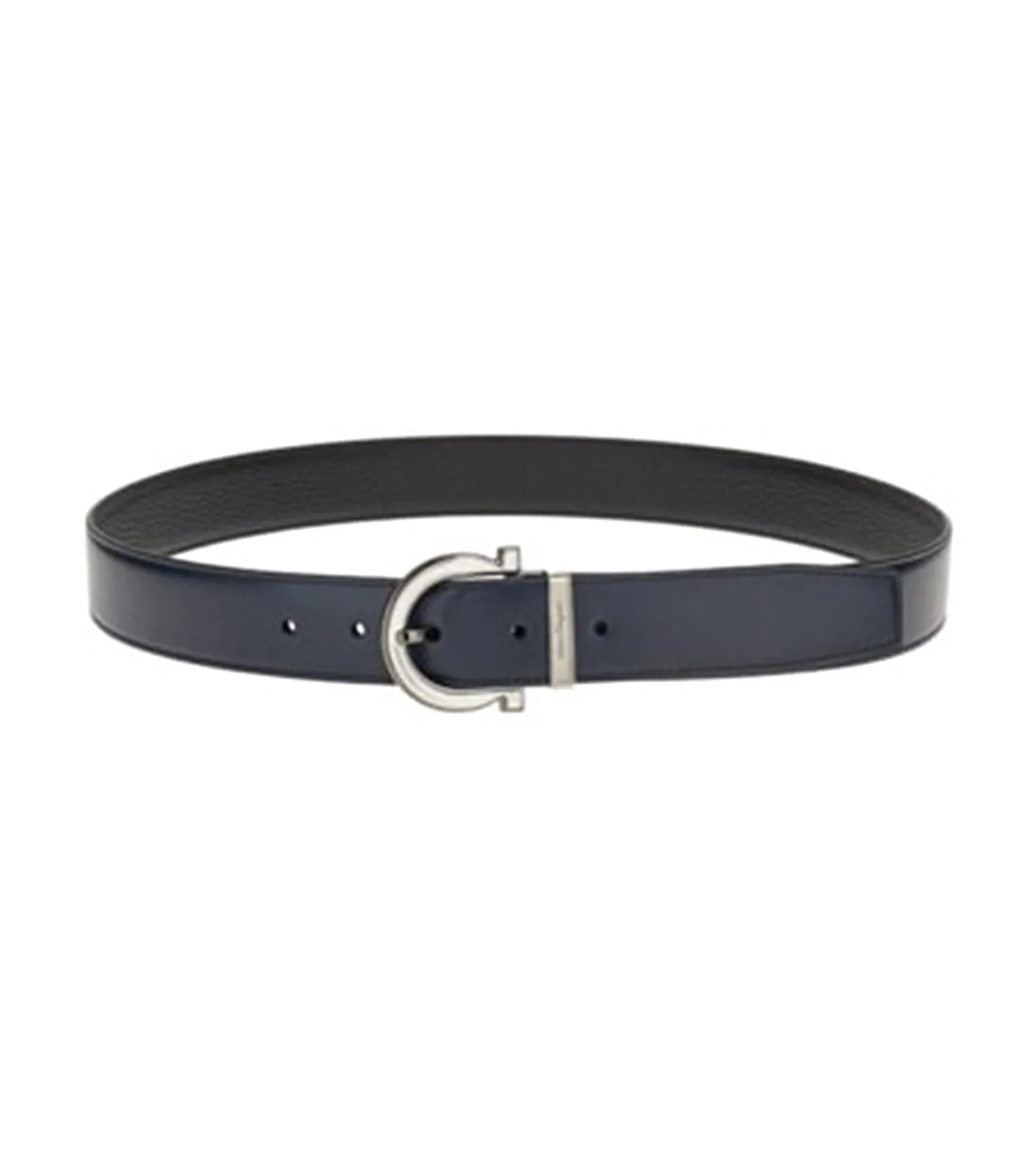 Reversible and Adjustable Gancini Belt Navy Blue/Black