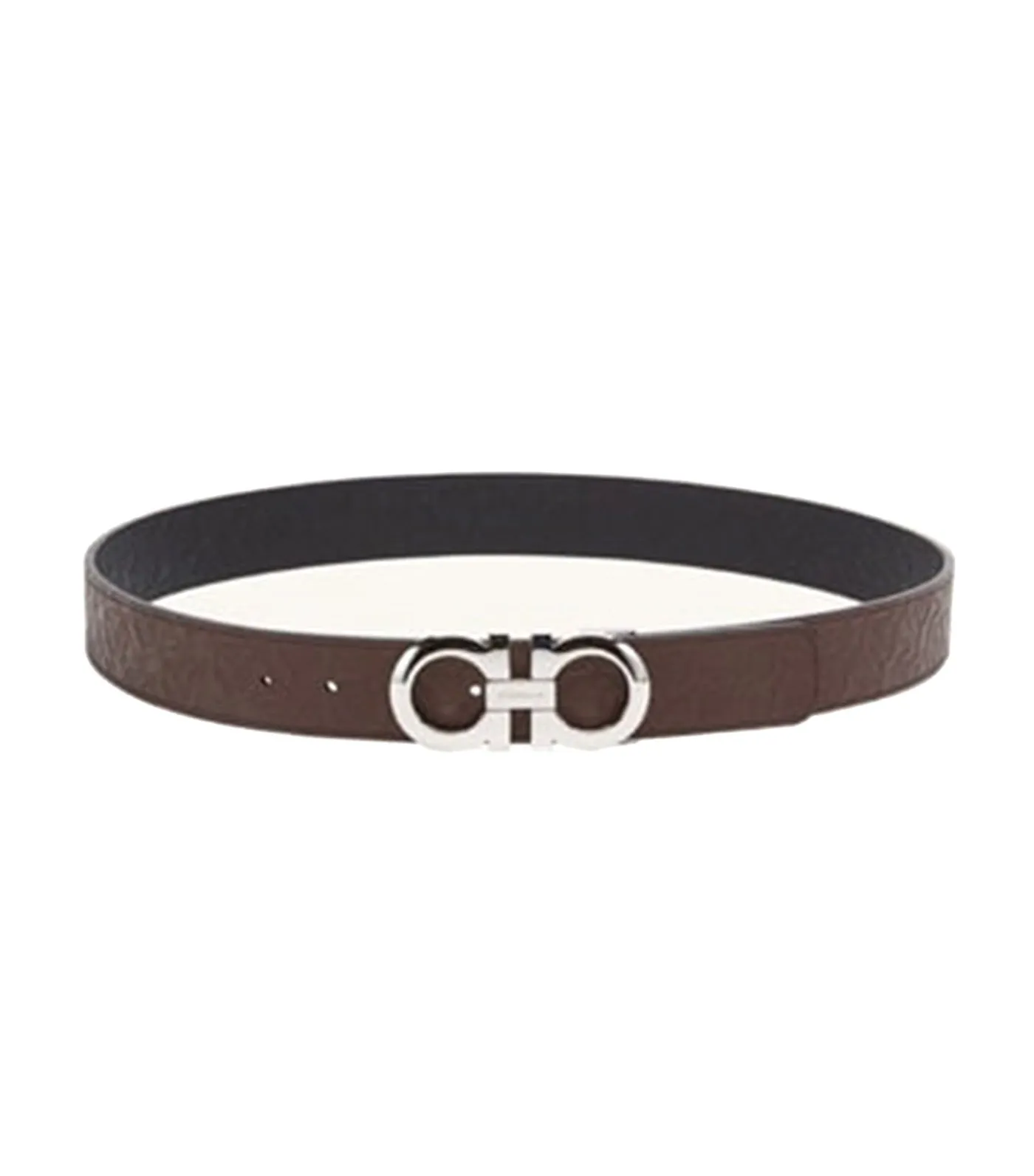 Reversible and Adjustable Gancini Belt Tobacco/Black