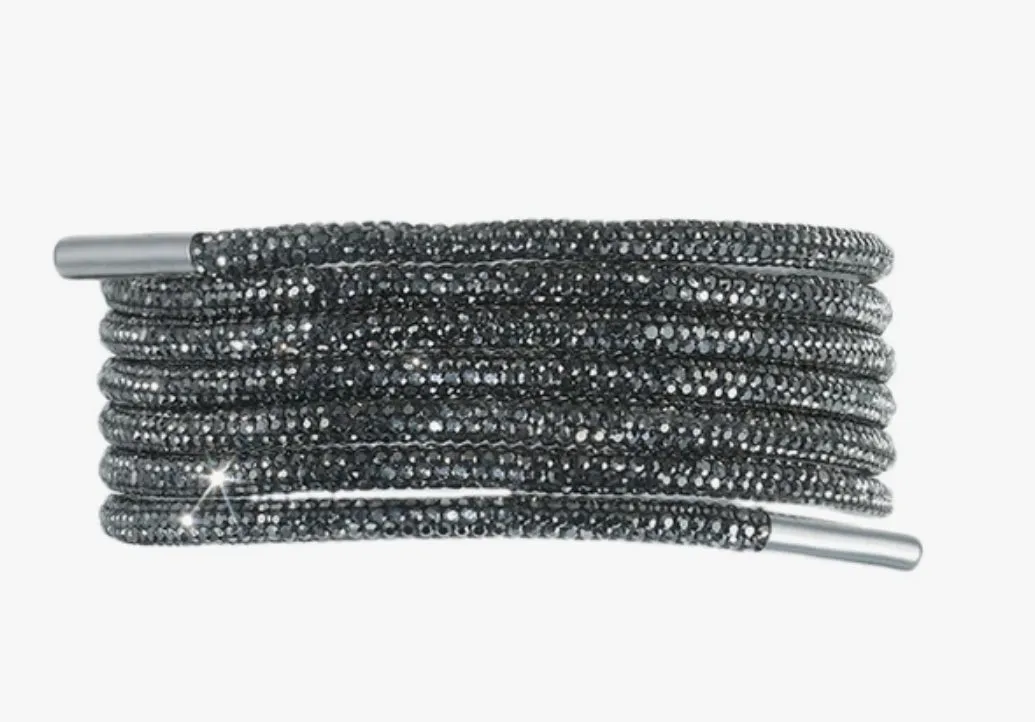 Rhinestone Shoelace Pair - Gunmetal