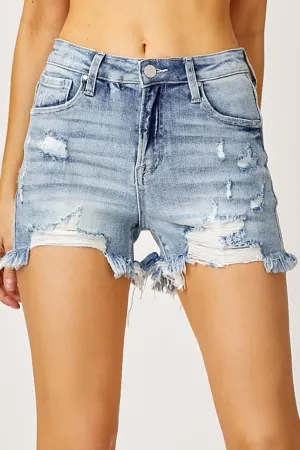 RISEN High Waist Distressed Denim Shorts