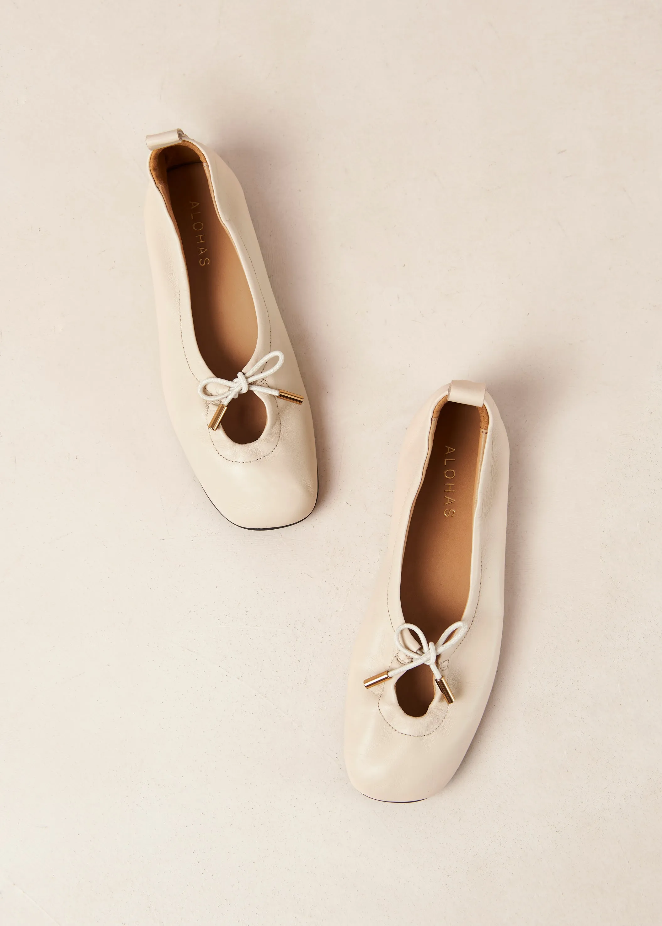 Rosalind Leather Ballet Flats - Cream