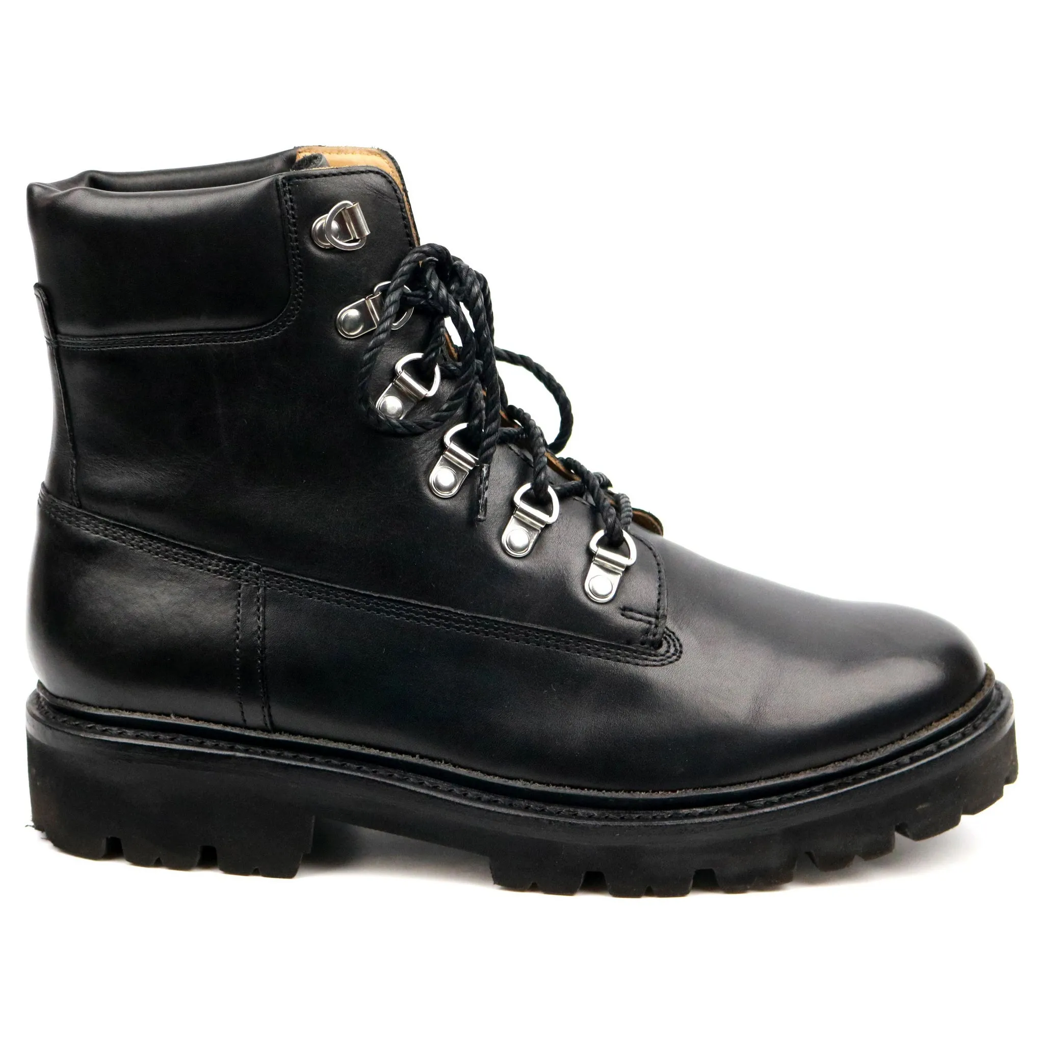 'Rutherford' Black Leather Hiker Boots UK 6.5 G