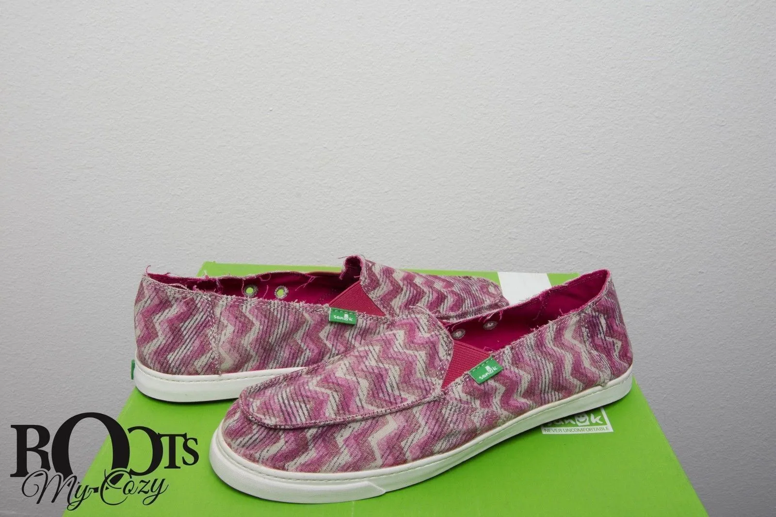 Sanuk Fiona Burgundy Chevron Shoes