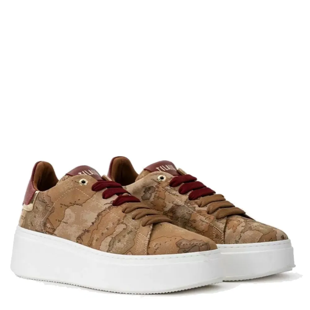 Scarpe Donna 1A Classe Alviero Martini Sneakers in Nabuk stampa Geo Classic e Rosso 0408