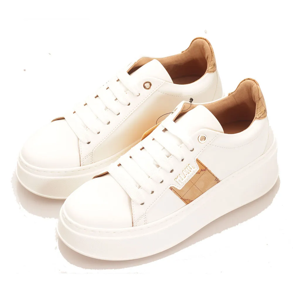 Scarpe Donna 1A Classe Alviero Martini Sneakers linea Geo Joy in Tessuto Gommato Bianco 0731