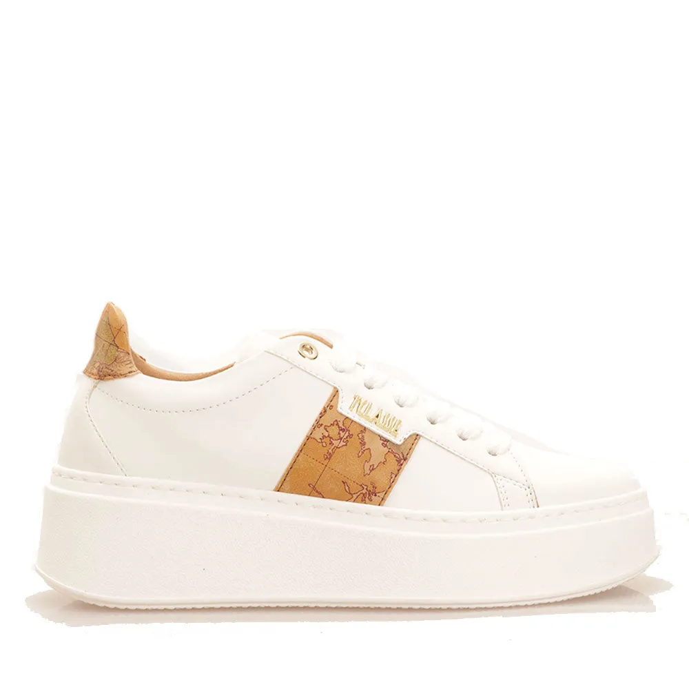 Scarpe Donna 1A Classe Alviero Martini Sneakers linea Geo Joy in Tessuto Gommato Bianco 0731