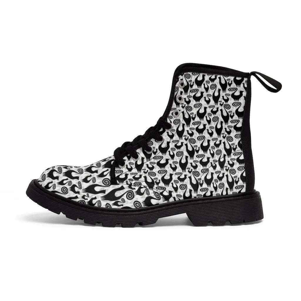 Scattered Snooty Cats Women's Canvas Boots