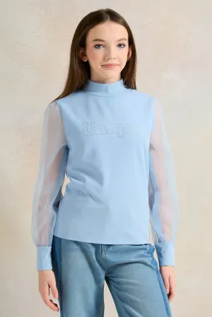 Senior Blue Embellished Long Sleeve Top